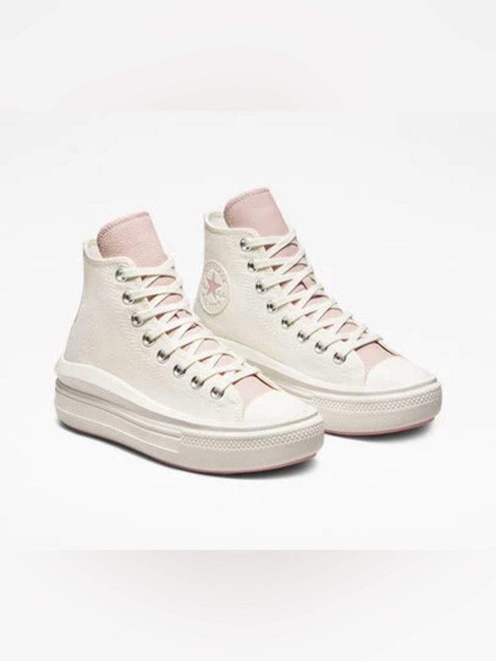 Converse Platform High Top Sneakers - Cream & Light Pink